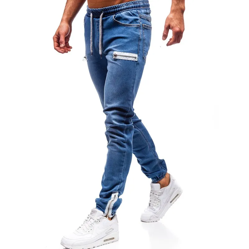 Мужские брендовые узкие джинсы брюки повседневные брюки джинсовые черные джинсы homme стрейч карандаш брюки плюс размер уличная 3XL - Цвет: blue