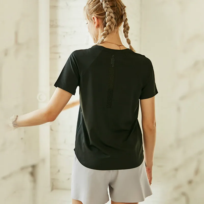 WOYYHO, дышащая женская рубашка для йоги, безшовная, быстросохнущая, для бега, йоги, свободные, короткий рукав, для фитнеса, спортивные футболки
