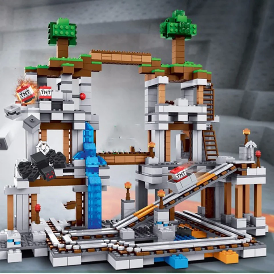 

Compatible legoinglys Minecrafted My world mountain cave sets figures village Building Blocks sets kids for toys children stevef