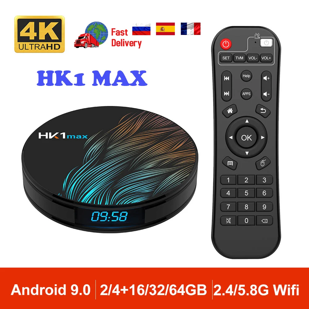 Приставка Смарт-ТВ HK1 MAX Android 9 0 4 + 64/128 ГБ 2 ГГц | Электроника