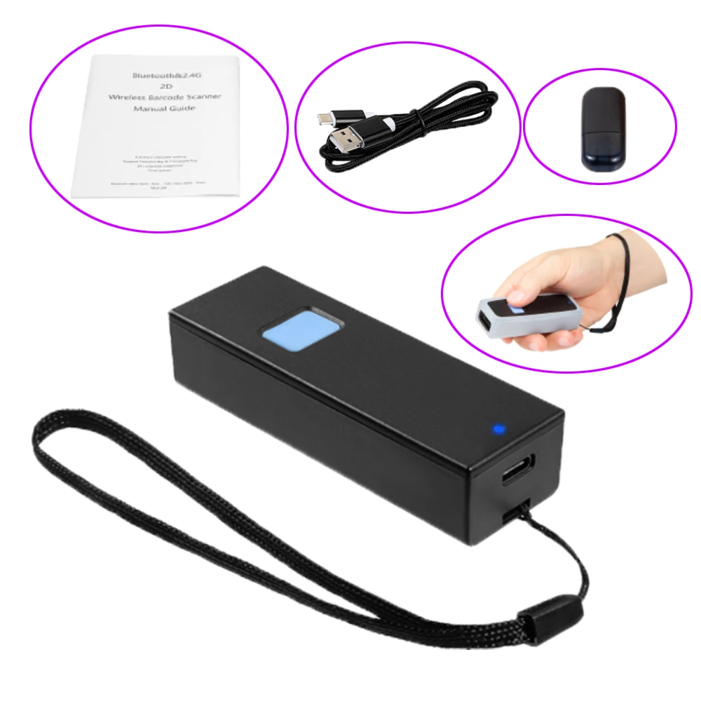 Портативный сканер штрих-кода размер мини USB 2 4 ГГц режим передачи по Bluetooth 1D CCD |