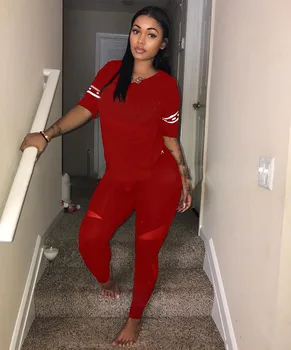 

Two Piece Set women t-shirt Tops and Jogger Set Suits Casual Spring/summer short sleeve v-neck casual Outfits fashion