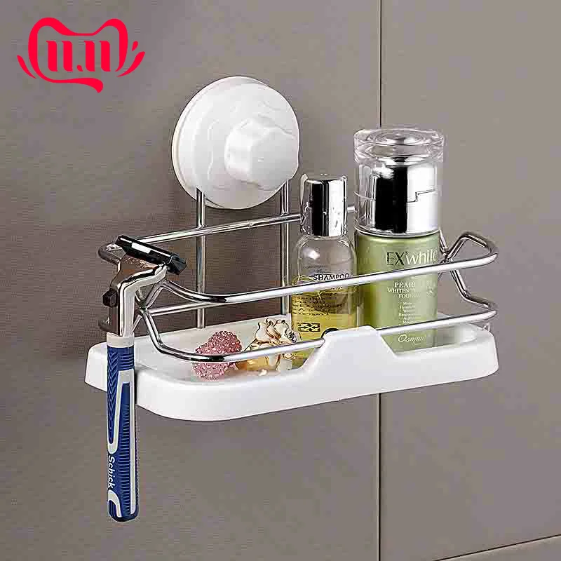 

Durable Storage Racks Suction Cup Bathroom Shelf With Removable Wall Mount Holder For Shampoo Bath Kitchen Organizers