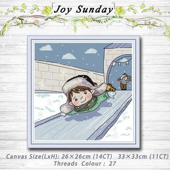 

Skiing girl cartoon decor painting 14CT11CT counted cross stitch kits embroidery set Needlework Set chinese cross stitch