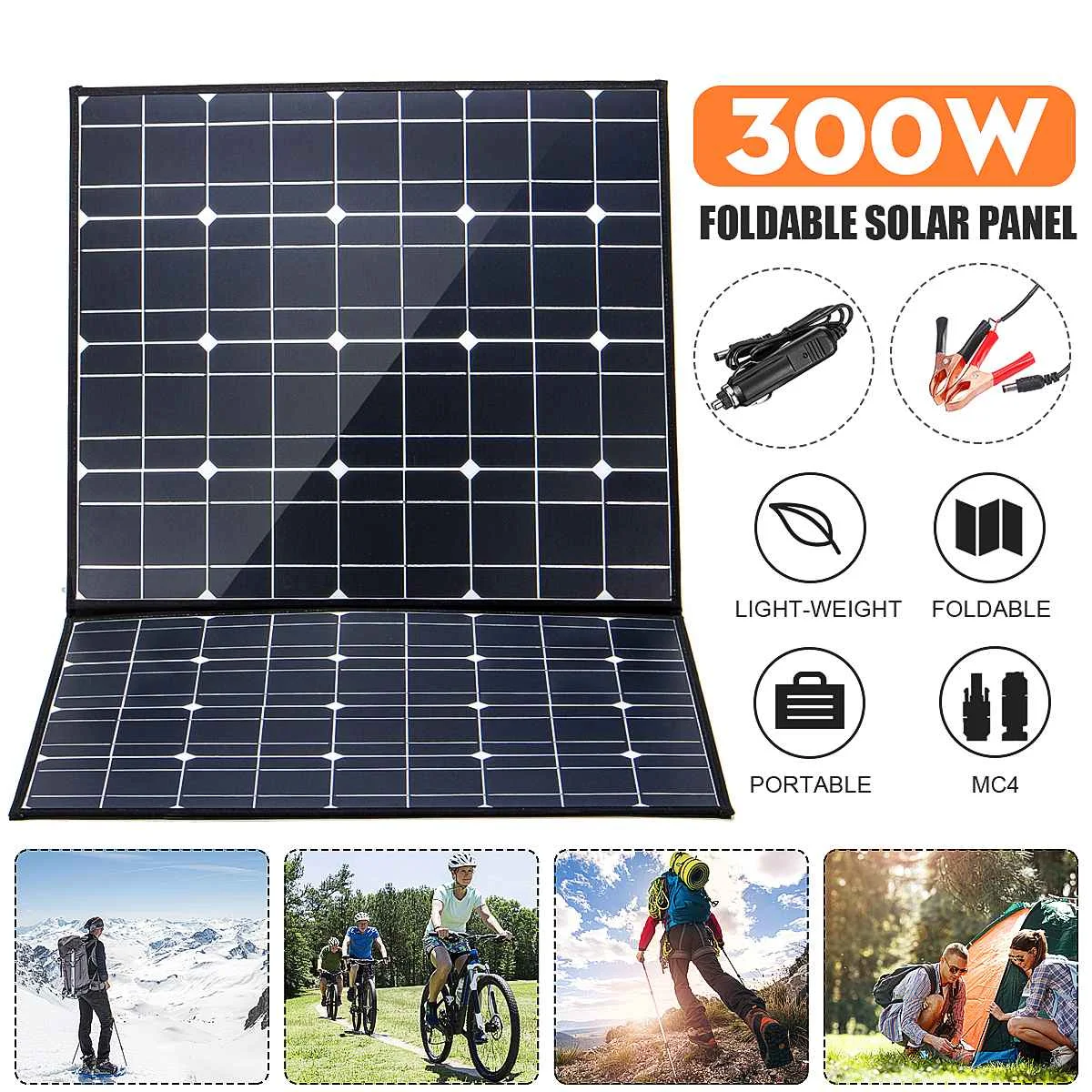 300 Вт 18В Панели солнечные Monocrystallinel складные солнечные батареи с 1,5 м MC4 кабель+ USB Интерфейс для наружной работы Водонепроницаемый