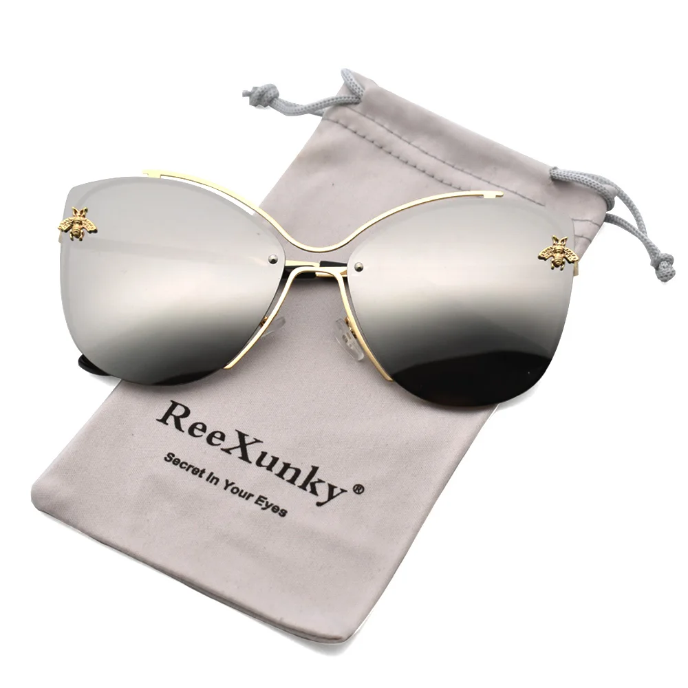 Женские солнцезащитные очки в ретро стиле с Пчелой кошачьим глазом,, унисекс, винтажные очки, металлическая оправа, солнцезащитные очки, градиентные Оттенки для женщин, козырек Oculos UV400