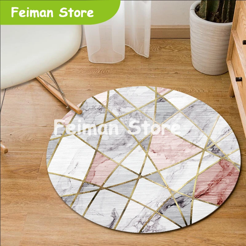 Скандинавский Мраморный Круглый ковер для гостиной компьютерный коврик для стула Противоскользящий коврик подкладка для кофейного столика домашний декор