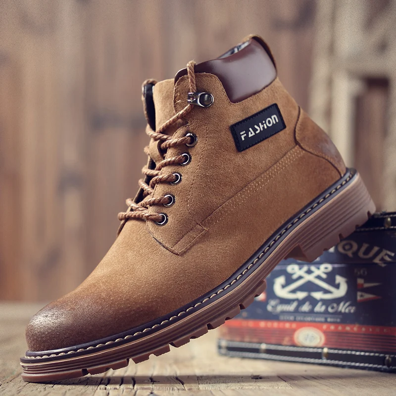 

New Trend Mens Motorcycle Boots Designer Retro Casual Shoes Men Comfortable Working Safety Men Boots Anti-Slip Cowboy Boots Mens