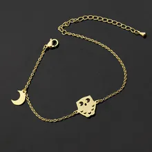 10 женщин сестра подарки ювелирные изделия золотой браслет Красивая Сова и браслет с Луной для очарования регулируемый браслет из нержавеющей стали