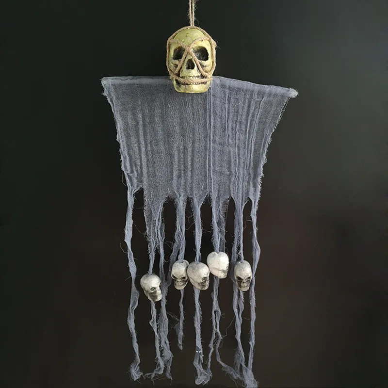 Halloween Product New Style Haunted House Bar Horror Decoration Props Hanging Ghost Bracelet Charm Skull Door Curtain Pendant