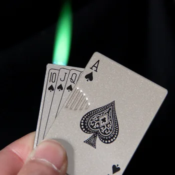 

Creative Jet Torch Turbo Lighter Counterfeit Light Playing Cards Butane Gas Windproof Metal Lighter Funny Toys Gadgets For Men