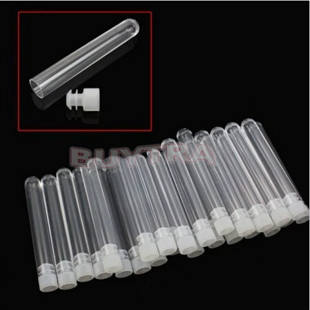 10 Pcs Clear Test Tubes Plastic Test Tubes With Plug Stoppers For Lab Supplies 12x100mm