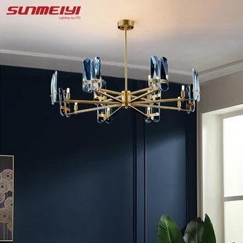

Copper Led Chandeliers Aqua Blue Crystal Chandelier Lighting For Bedroom Living room Modern Luxury Hanging Lamp lustre pendente
