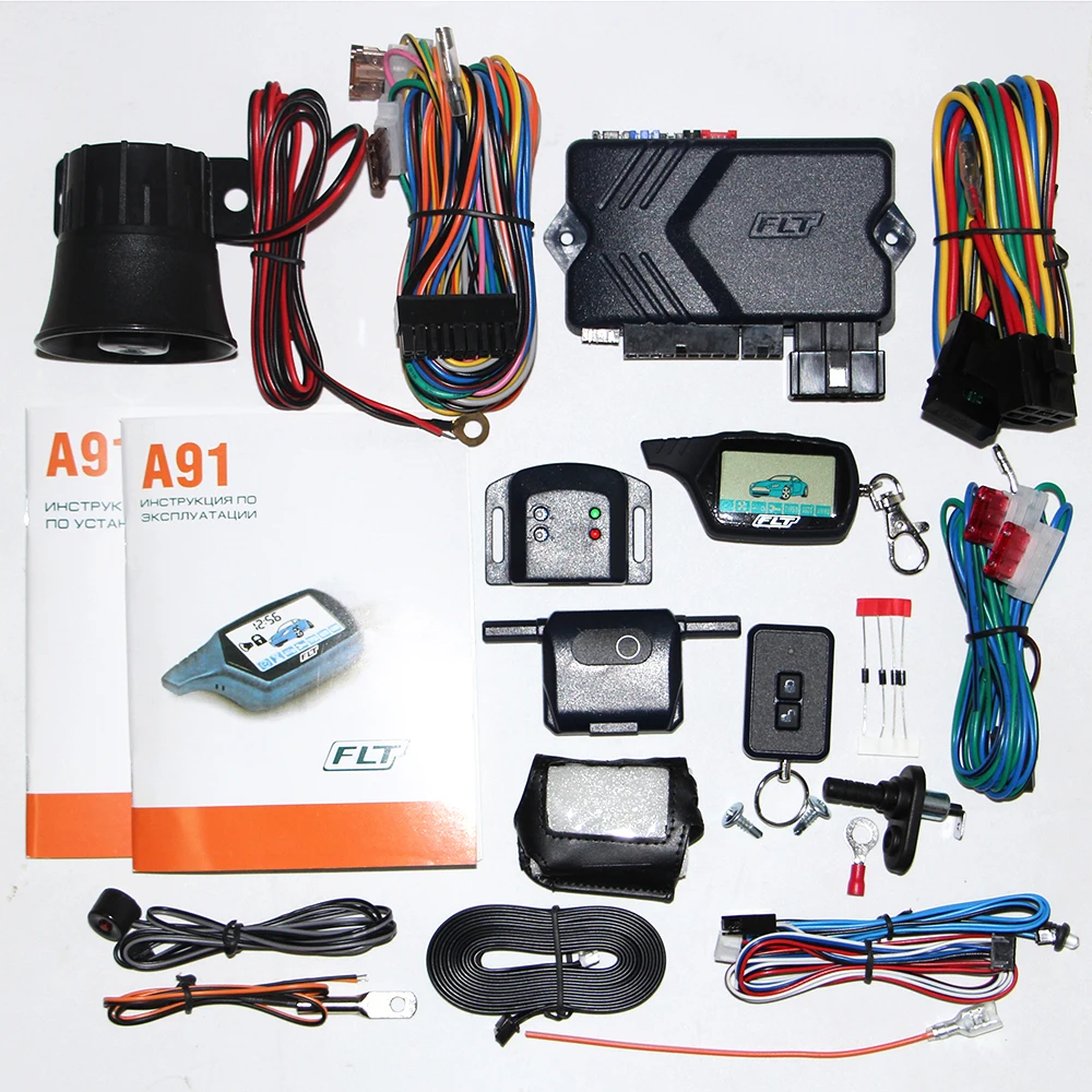 For Russian A91 Two Way Car Alarm System+ Engine Start LCD Remote Control Key A91 Russia Alarm