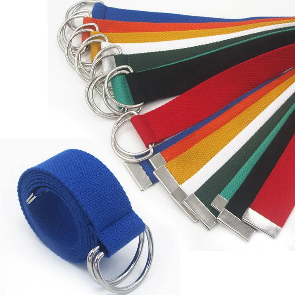 

Women Men Canvas Double Loop Buckle Canvas Multicolor Waist Belts Ring Shape Solid Unisex Waist Casual Belt