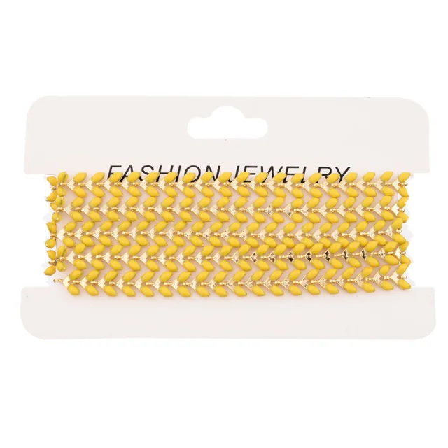 SAUVOO Oil Drop Wheat Shape Link Chains Necklace Gold Copper Chain Design Jewelry Accessories/Jewelry Findings & Components yellow