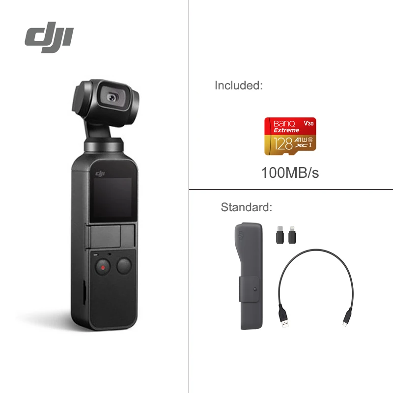 DJI Osmo карман 3-осевая стабилизированная ручной Камера со смартфоном 4K 60fps видео вариант расширения влево/вправо комплект/микро SD карты - Цвет: With 128GB