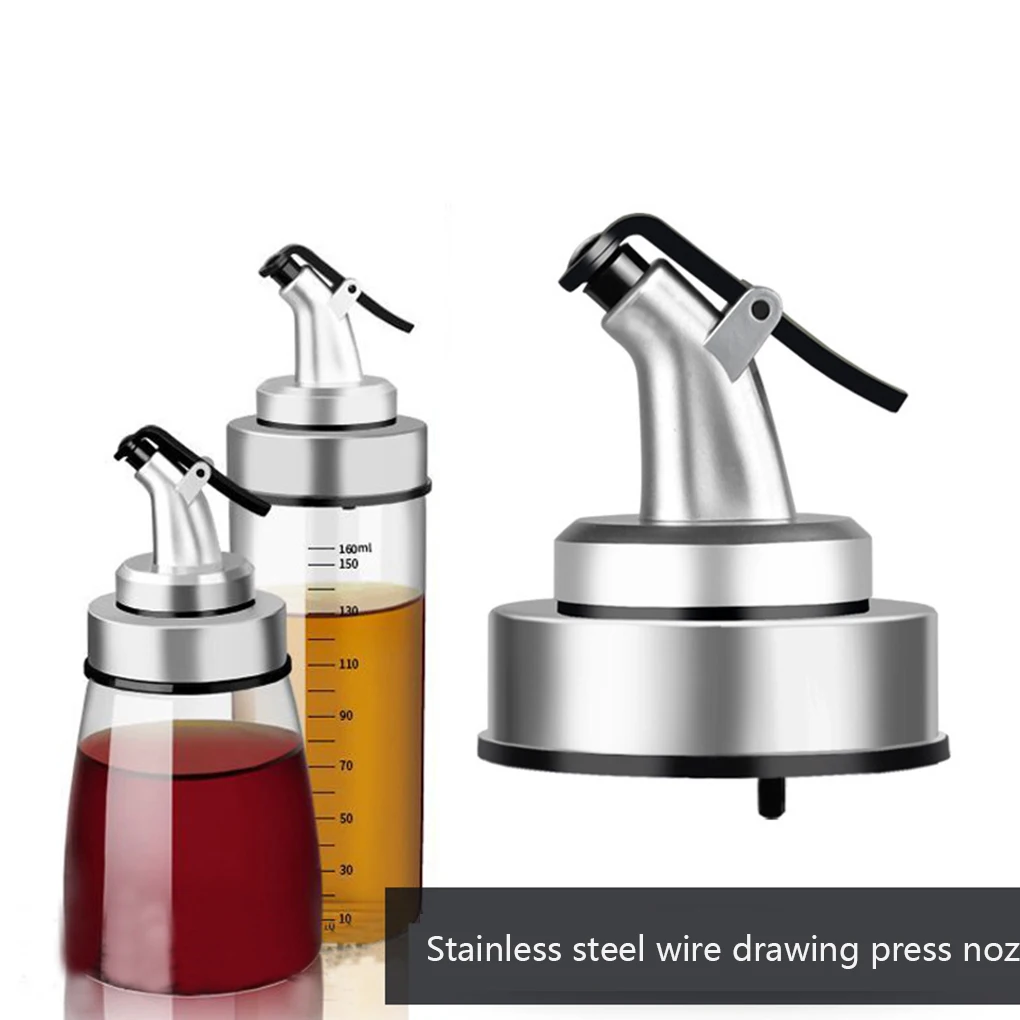 Stainless Steel Oil Bottle Leak-proof Stopper Kitchen Olive Oil Bottle Spout Liquor Dispenser Cap Wine Pourers Flip Top