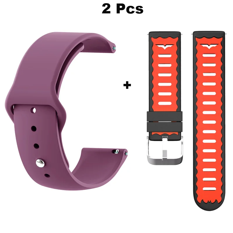 Для Xiaomi Amazfit GTR 47 мм Pace Stratos 2 Браслет ремешок для samsung gear S3 силиконовый ремешок для huawei GT 2 46 мм - Цвет: Purple-Black Red