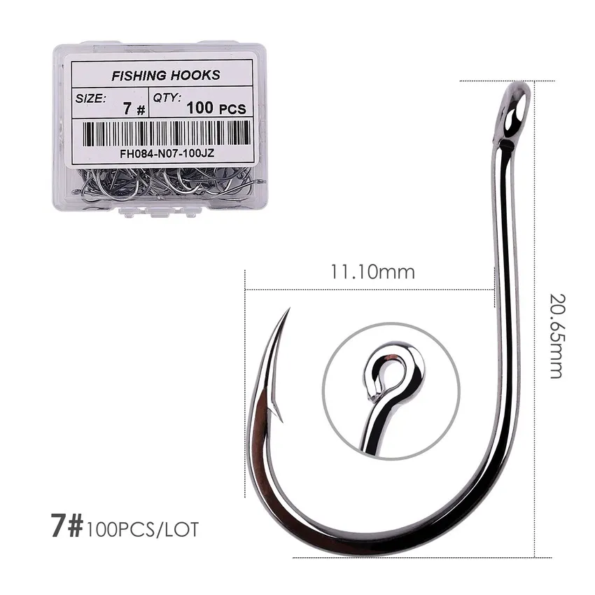 Size 07 - 100pcs 100/40 штук в коробке Осьминог рыболовные крючки с высоким содержанием углерода Chmical заточить колючей Япония джиг круг рыболовный крючок, снасти набор рыболовных крючков - Цвет: Size 07 - 100pcs