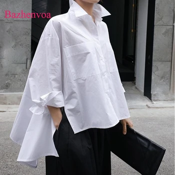 

Bazhenova Autumn 2019 Woman Shirt Female Quran Style Tops Wild Blouses Casual Loose Solid Size Women Pluz Clothes Shirts R249
