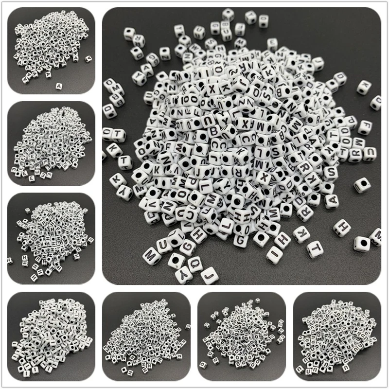 19 colors 100pcs6mm mixed letter beads square letter beads acrylic beads  DIY jewelry making bracelet necklace