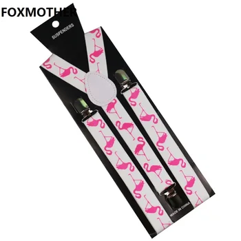 

FOXMOTHER Flamingo Print Men Women Suspenders Elastic Y-Shape Male Ladies Braces