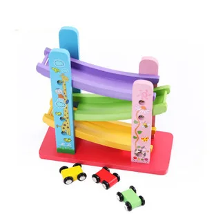

Early Education Three Layer Small hua xiang che Three Layer Camera Track Slide Car CHILDREN'S Toy Car Wooden Building Blocks 2-Y
