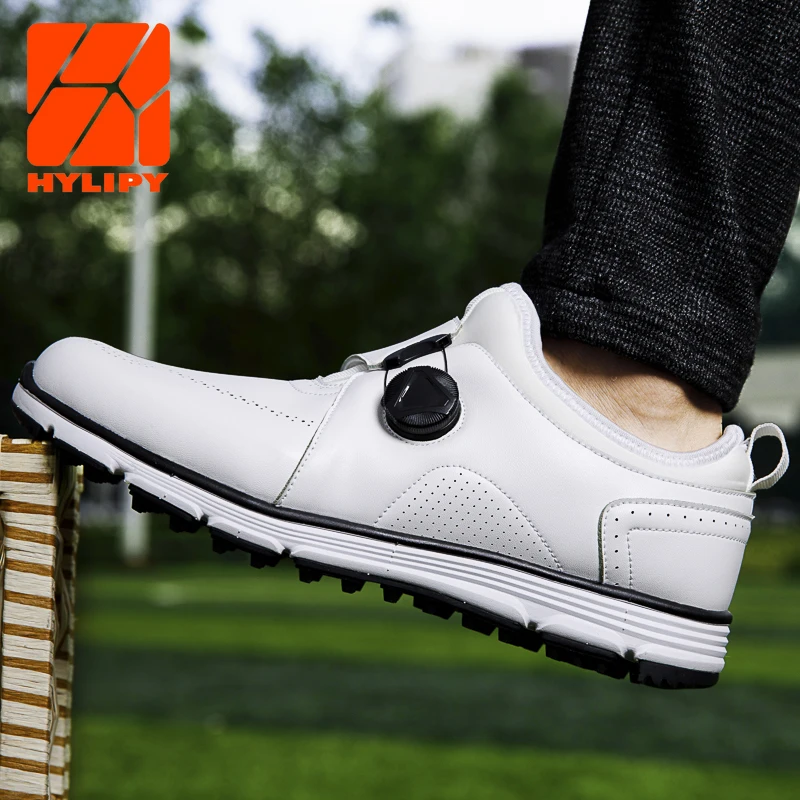 

Men Spikeless Golf Shoes Size 40-45 White Waterproof Antisideslip with Removable Shoe Pin Breathable Training Sport Footwear