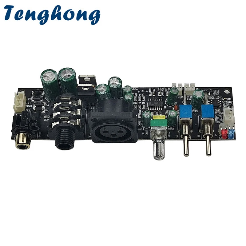 Tenghong Pre Amplifier Tone Control Board Dual AC Power Supply HIFI Mono Premonitor Box Treble Bass Volume Adjustment Preamp DIY
