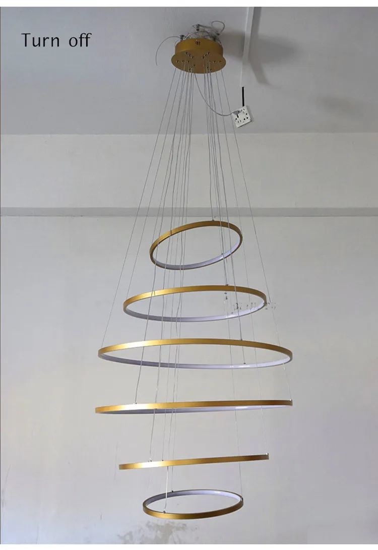 kitchen chandelier Modern 5 Ring Led Ceiling Chandelier for Living Room Dining Table Staircase Pendant Home Decor Interior Lighting Lusters Fixture dining room light fixtures