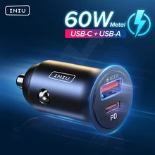 INIU 5A USB Car Charger Quick Charge 4.0 QC3.0 Type C Mobile Phone PD 60W Fast Charging Adapter For iPhone Huawei Xiaomi Samsung