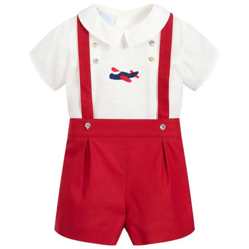 Cekcya Baby Boutique Clothes Boy Summer Clothes Set Rmbroidery Plane