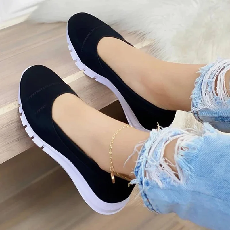 Las mujeres zapatos de mujer de lona moda Otoño primavera 2021 nuevo deslizamiento en mujer ocio plano poco profundo de talla grande de las mujeres zapatillas de deporte de nuevo