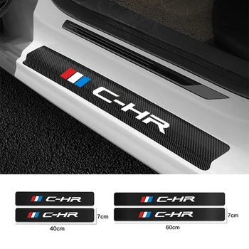 

4 pcs car door sill protector carbon fiber vinyl leather stickers For toyota chr 2019 2018 spoiler car door cover accessorie