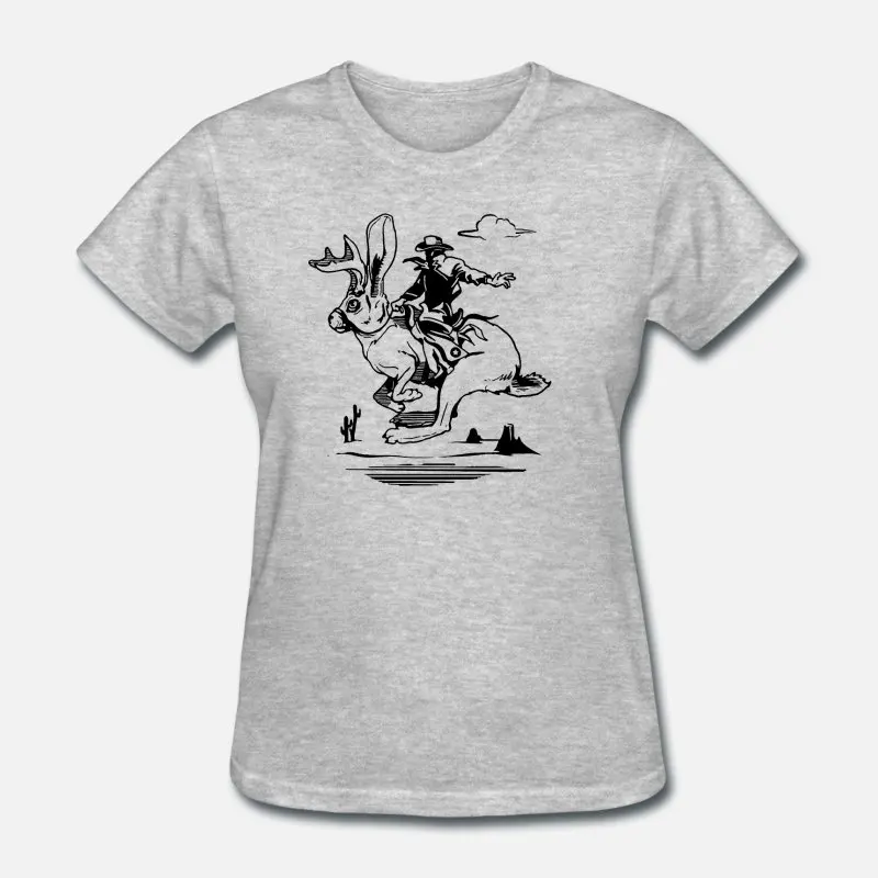 Новое поступление, Мужская футболка Jackalope Bronco,, Мужская футболка с круглым вырезом, против морщин, большие размеры, S-5xl, одежда в стиле хип-хоп - Цвет: Women-Gray