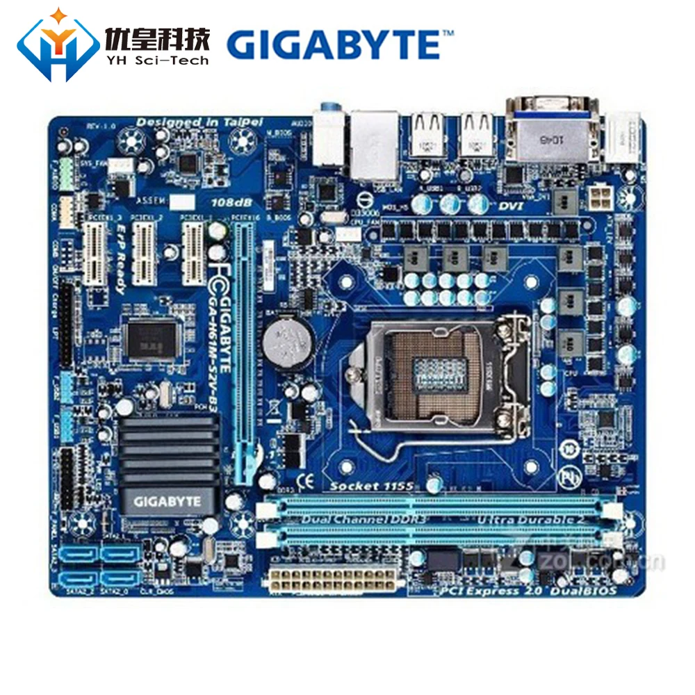 Оригинальная б/у настольная Материнская плата Gigabyte GA-H61M-S2V-B3 H61 Socket LGA 1155 Core i7/i5/i3/Pentium/Celeron DDR3 16G Micro ATX