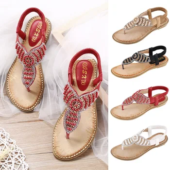 

Summer Luxury Rhinestone Sandals Women Flat Shoes Diamond Fashion Bling Beach Sandals Black Silver Gold Sandles X9X085262