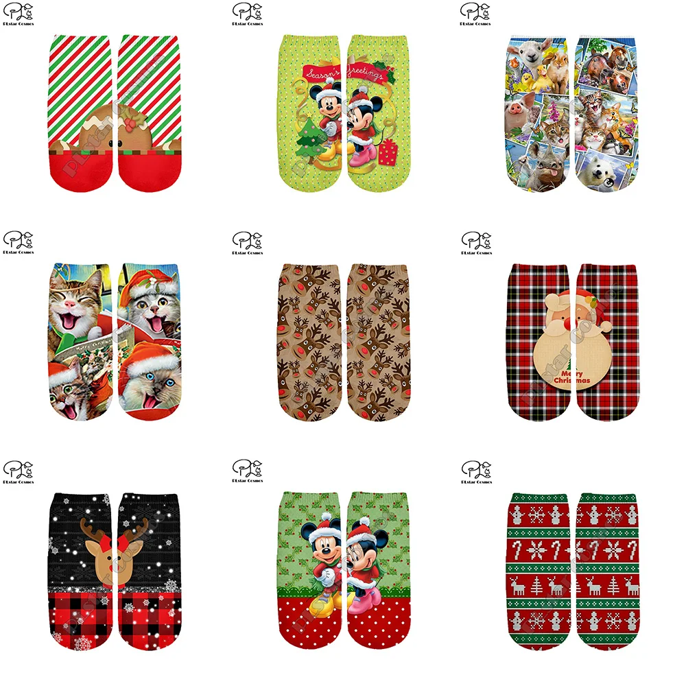 

Men Women Christmas reindeer Socks 3d Print Santa Claus ankle Sock Funny cat dog sock mickey Harajuku summer spring autumn hose
