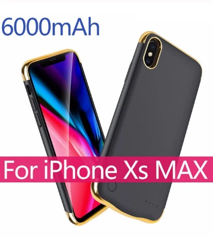 5500 мАч 6000 мАч чехол для телефона для iPhone X XR Xs Max Poverbank резервный внешний аккумулятор чехол для зарядки телефона чехол для телефона - Цвет: For Xs Max Black