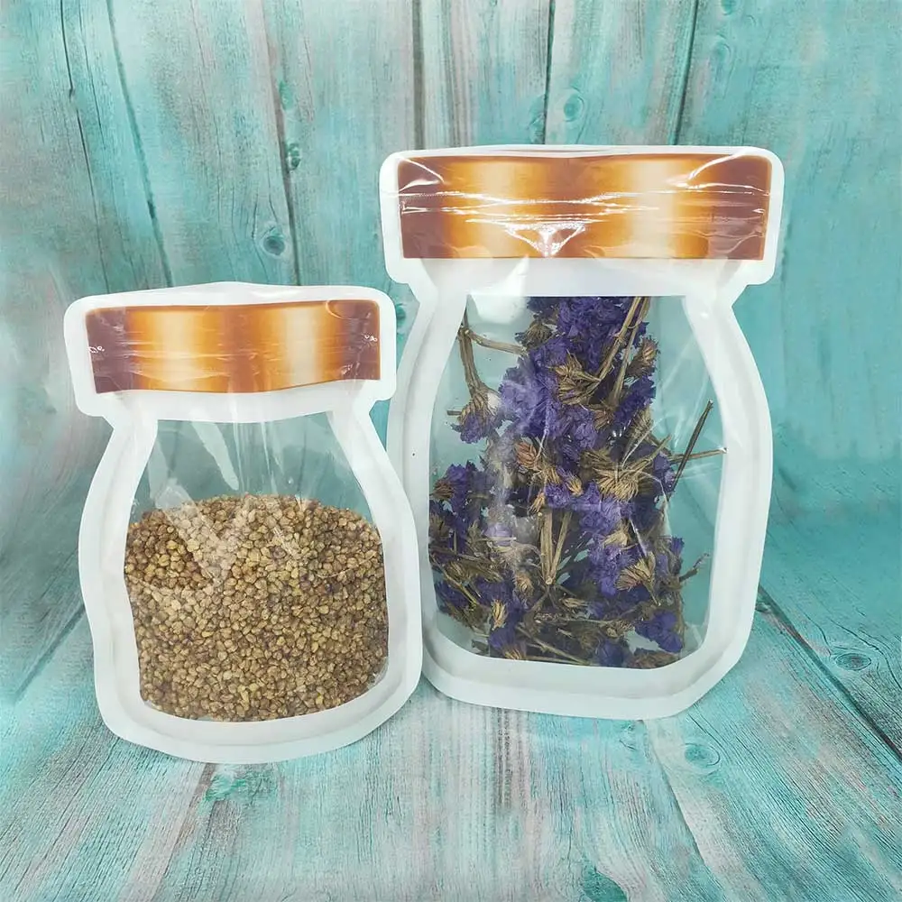

Sustainable Plastic Ziplock Bags Cookies Jar Bags Stand Up Gift Pouches Eco-friendly Clear PP Mylar Package Bags With Jar Print