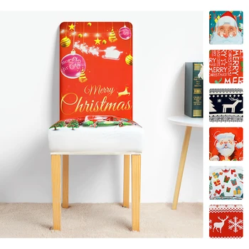 

Christmas Chair Cover Printed Polyester Europe Style Seat Covers Washable Elastic Chair Covers For Home Party Hotel Banquet