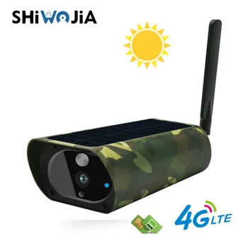 

SHIWOJIA 4G SIM Card Solar IP Camera Wireless Outdoor 1080P HD WaterProof Security Surveillance CCTV IR Night Vision 2 Way Aduio