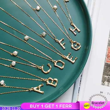 

26 English Letter Necklace 925 Sterling Silver Natural Pearl Necklace Women Silver Fine Jewelry Wholesale for Mother Pendant