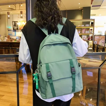 

2020 new backpack female student schoolbag travel bag solid color backpack small backpack