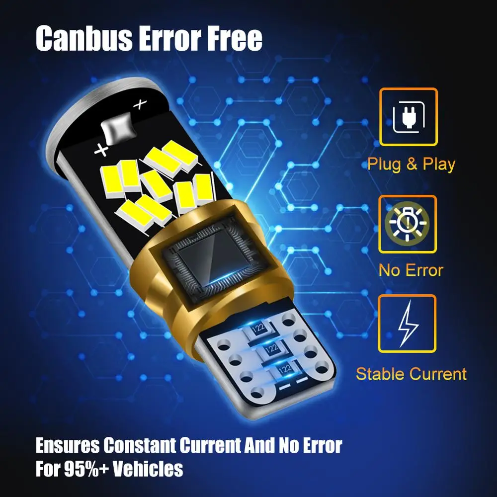 2 шт. T10 светодиодный Canbus194 168 W5W лампы Нет Ошибка WY5W супер яркий интерьер