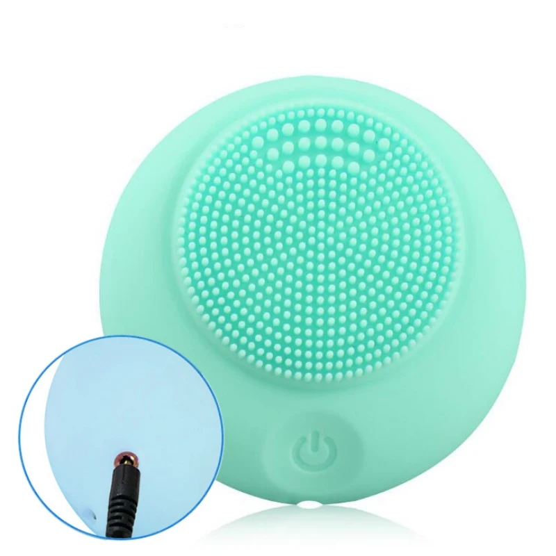 Electric Silicone Face Cleaning Brush Exfoliating Blackhead Remover Clean Pores Firming Skin Deep Cleaning Soft Face Brush - Color: G