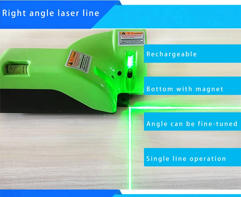 linha terra do ângulo direito da régua do laser de graus recarregável do laser verde de ângulo de graus