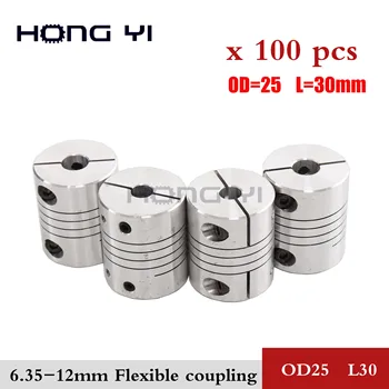 

100PCS ID 6.35 8 10 mm D25*L30 Aluminium CNC Stepper Motor Flexible Shaft Coupling Coupler Encoders Engraving Mach