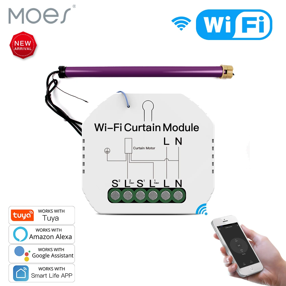 Умный мини модуль для выключателя штор Wi Fi управление через приложение работает